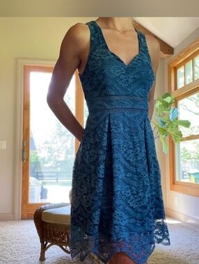 Francesca's Lace Dress in Teal Blue